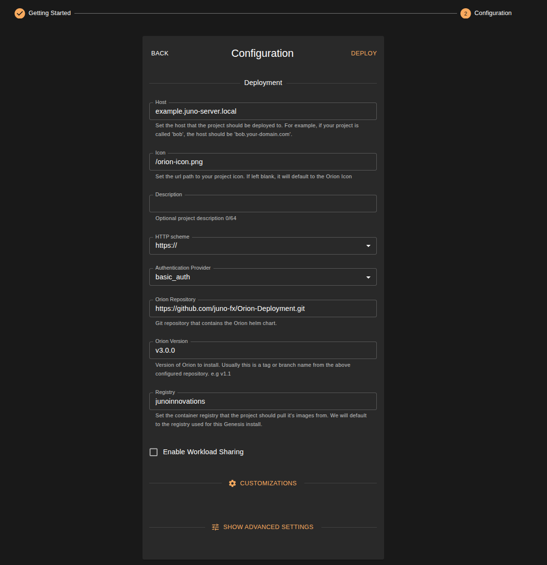 project configuration