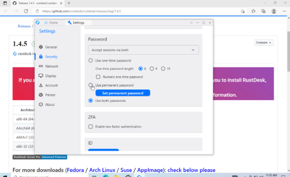 rustdesk password