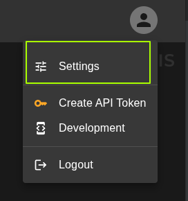 settings menu