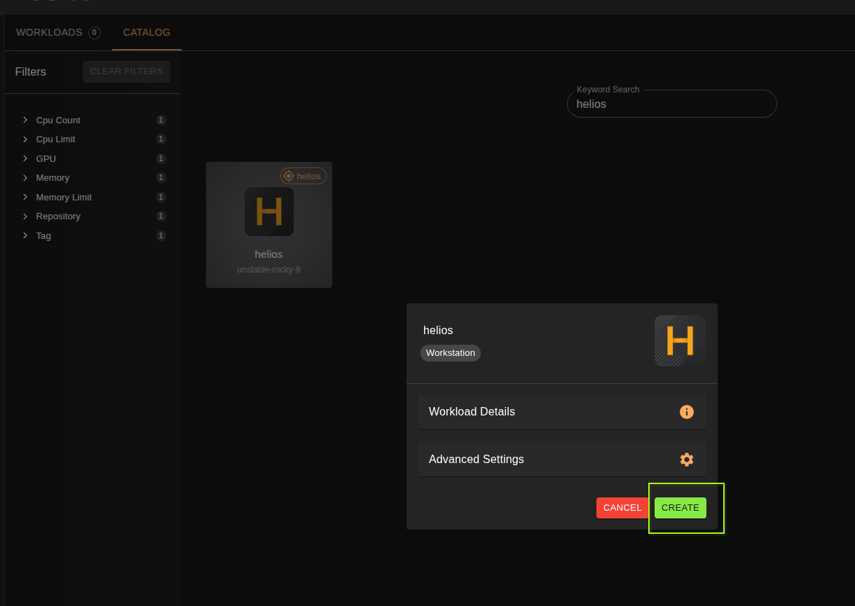 settings menu