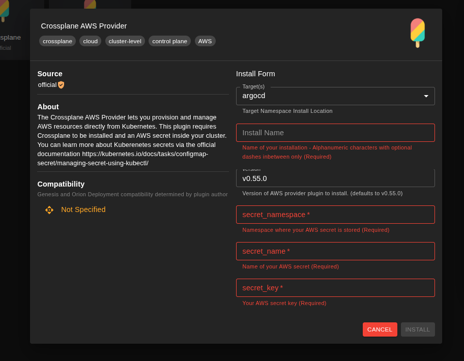 settings menu