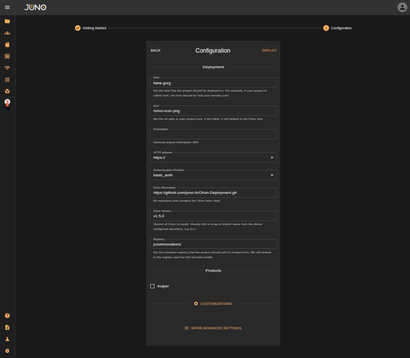 project configuration